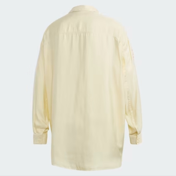 NWT Adidas Satin Yellow Oversized Button Down Shirt Womens Size M - Picture 5 of 11